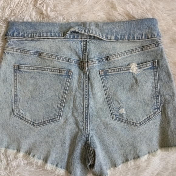 New Willow & Root Sz 34 washed denim raw hem folded up waist distressed shorts - Picture 8 of 11